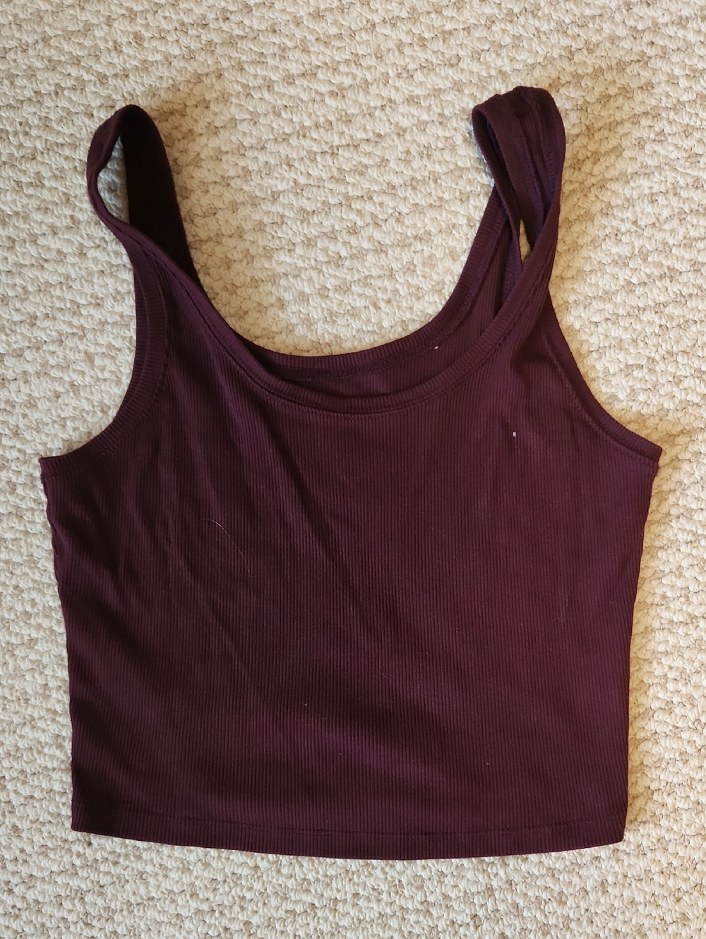 wild fable Ribbed Crop Tank Top — Burgundy Wine